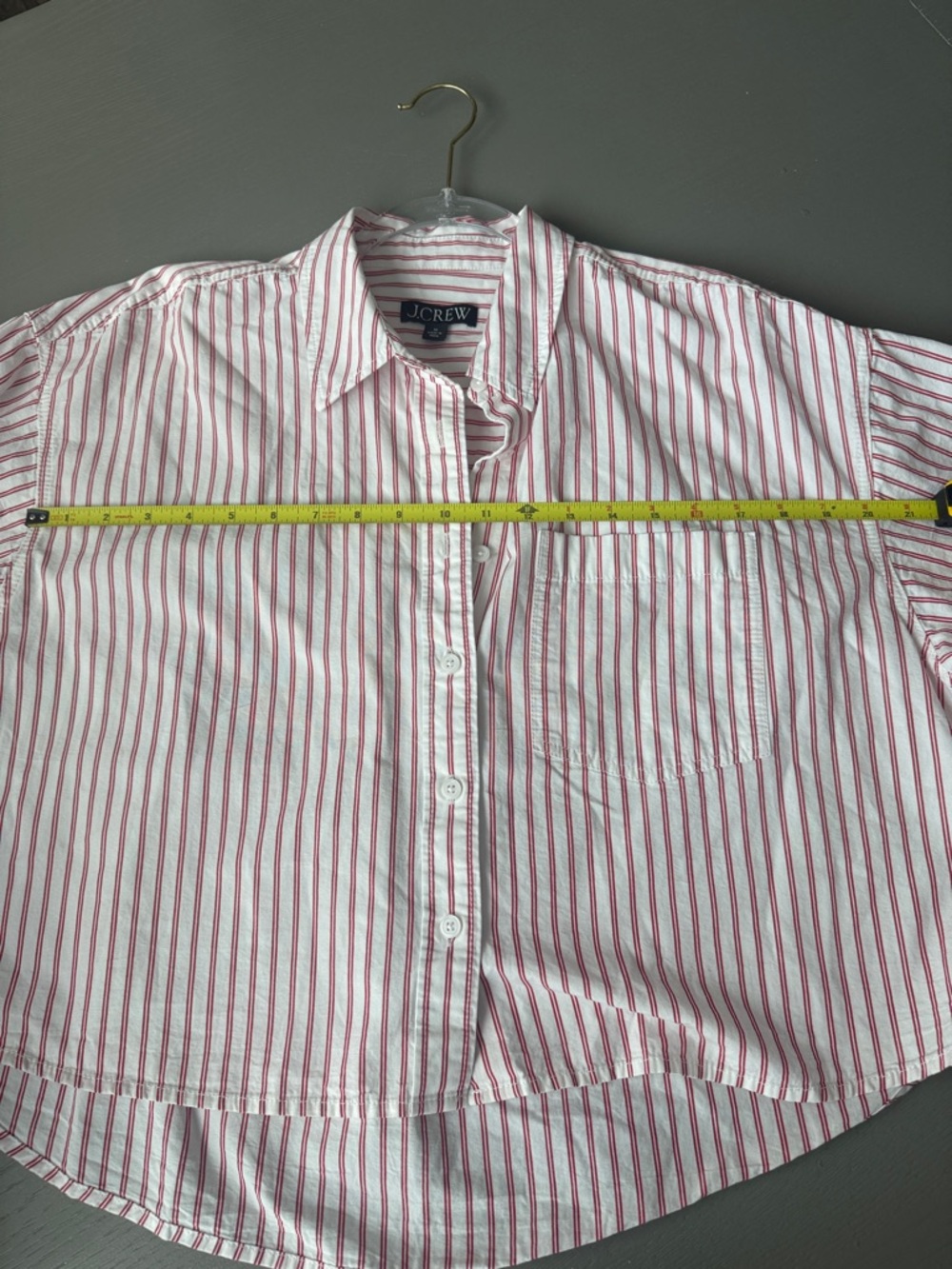 J. Crew Red and White Striped Cotton Button-Down Shirt Size M - Picture 9 of 9